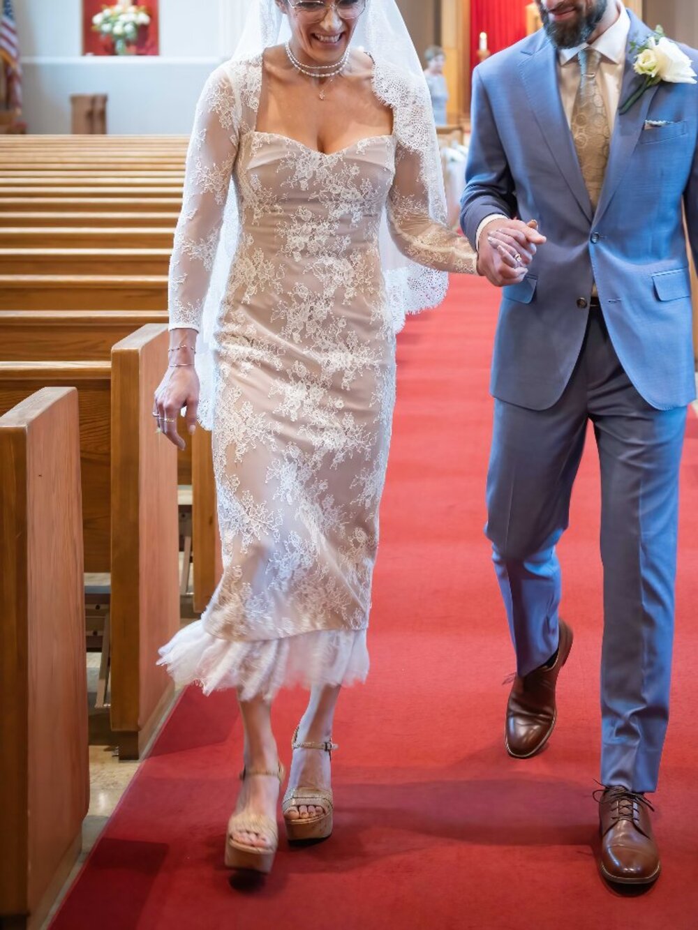Elliatt Ivory Nude Lace Long Sleeve Midi Dress XS lace trim